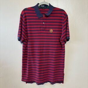 Polo by Ralph Lauren Men's Shirt Red Blue Stripe Embroidered Crest Size‎ Large